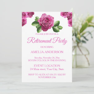 Elegante rosa Rosen Florales Rentnerparty Einladung