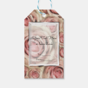 Elegante rosa Rosen Hochzeitsblumen Geschenk Geschenkanhänger