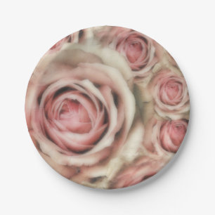 Elegante rosa Rosen-Hochzeitsdusche Blumige Party Pappteller