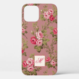 Elegante Rosa Rosen mit mongram-alter Rose Hinterg Case-Mate iPhone Hülle