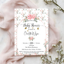 Elegante rosa Rosen mit Schmetterlingen Baby Showe