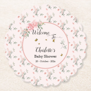 Elegante rosa Rosen mit Schmetterlingen Baby Showe Untersetzer