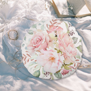 Elegante rosa Rosen-Pfingstrose-Blumenkinderzimmer Rundes Kissen
