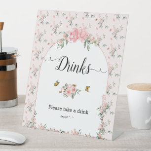 Elegante rosa Rosen & Schmetterling Baby Shower Ge Sockelschild