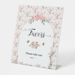 Elegante rosa Rosen & Schmetterling Baby Shower Ge Sockelschild