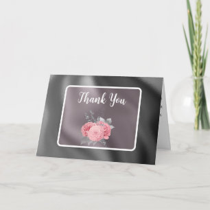 Elegante rosa Rosen Silberfolie Babyparty Dankeskarte