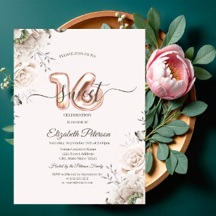 Elegante Rosa Rosen Sweet 16 Einladung
