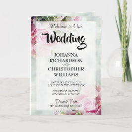 Elegante rosa Rosen und Peony Buds Wedding Programm