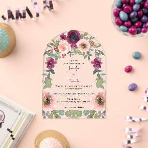 Elegante rosa Rosen-Wasserfarben-Hochzeit Acryleinladungen