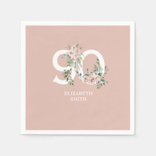 Elegante rosa Rosen zum 90. Geburtstag in rosé  Serviette