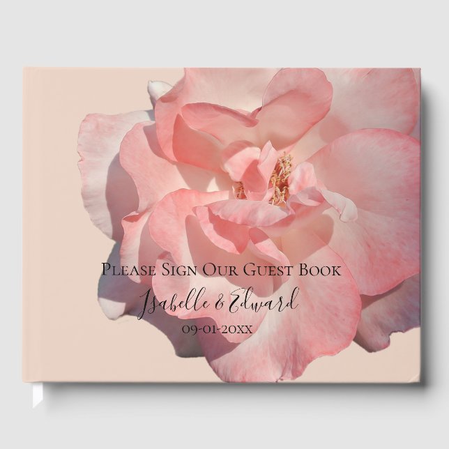 Elegante, rosa Rosenblütenempfehlung Gästebuch (Vorderseite)
