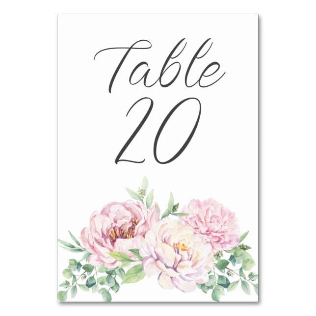 Elegante Rosa Roses Blumenempfehlung Tischnummer (Vorderseite)