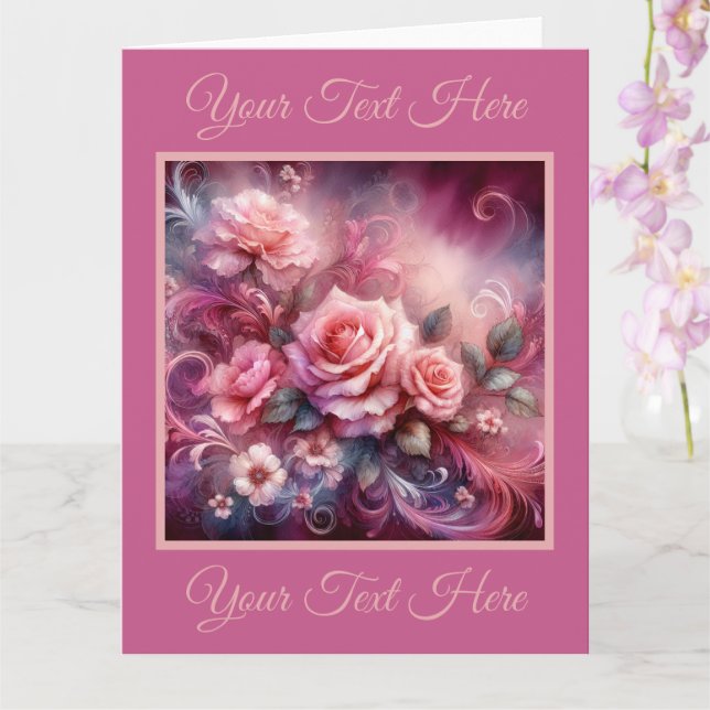 Elegante Rosa Roses Bouquet Grußkarte Karte (Orchidee)