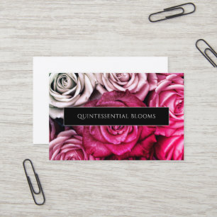 Elegante Rosa Roses Florist Business Card Visitenkarte