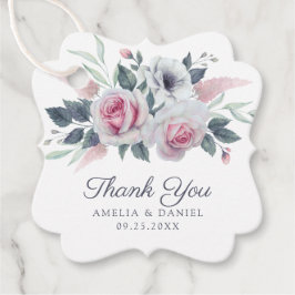 Elegante Rosa Roses Wasserfarbe Blumenblauer Hochz Geschenkanhänger