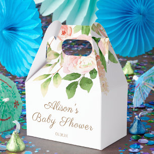 Elegante rosa-rote Blumen-Girly-Babyparty Geschenkschachtel