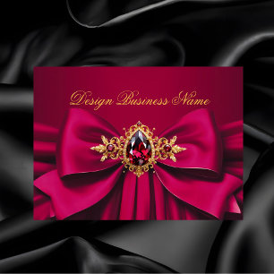 Elegante rosa rote goldene Juwelen Schleife drapie Visitenkarte