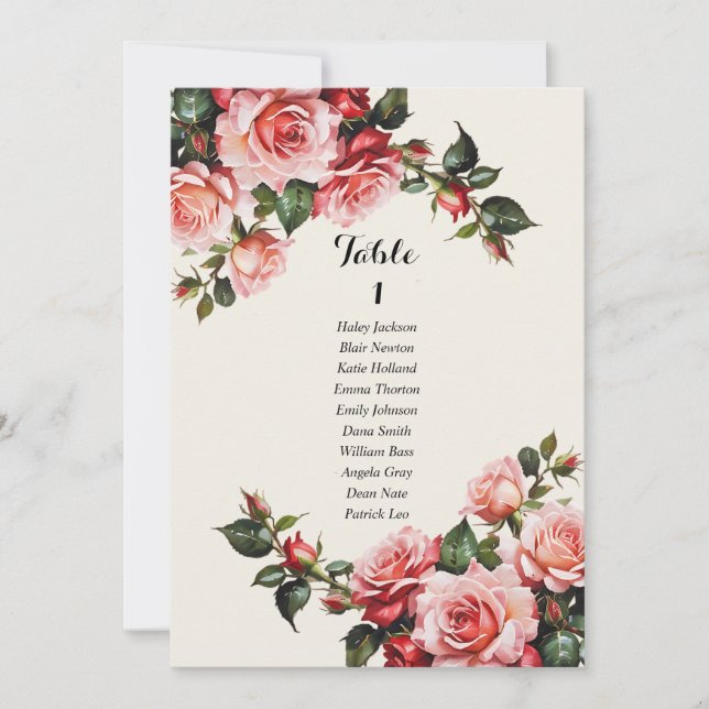 Elegante rosa rote Rosen Hochzeitskarte Einladung (Vorderseite)