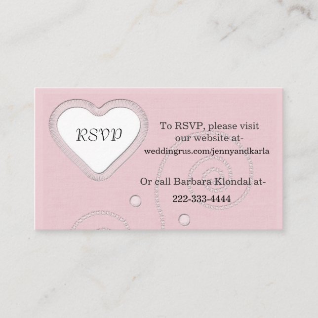 Elegante rosa RSVP-Karte Begleitkarte (Vorderseite)