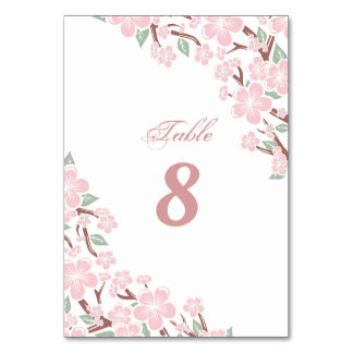Elegante Rosa Sakura Kirschblossom Blume Hochzeit Tischnummer