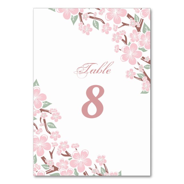 Elegante Rosa Sakura Kirschblossom Blume Hochzeit Tischnummer (Rückseite)