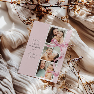 Elegante rosa Schleife 3 Foto Muttertagskarte Feiertagskarte