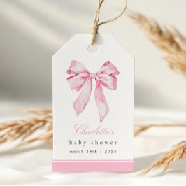 Elegante rosa Schleife Baby Shower  Geschenkanhänger