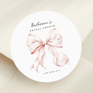 Elegante rosa Schleife Brautparty Runder Aufkleber