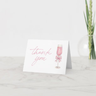 Elegante rosa Schleife Champagner Dusche Dankeskar Dankeskarte