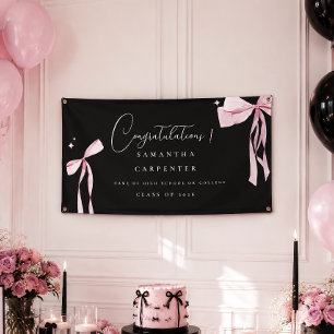 Elegante rosa Schleife Coquette Foto schwarze Absc Banner