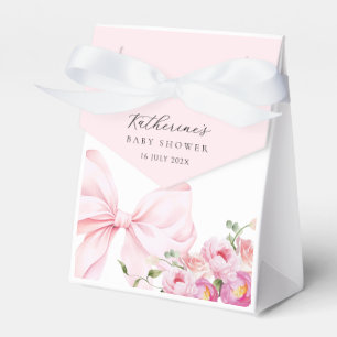 Elegante rosa Schleife Florale Babyparty Geschenkschachtel