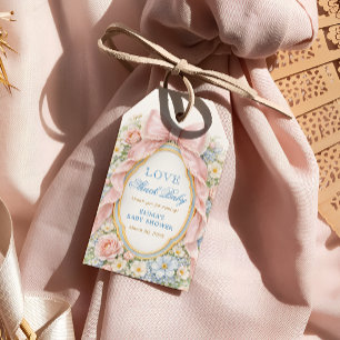 Elegante rosa Schleife Love Shack Babyparty Dankes Geschenkanhänger