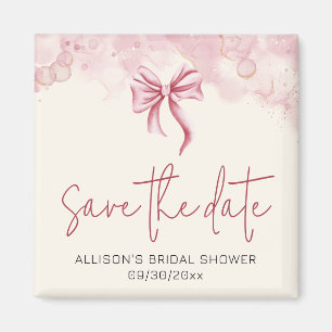 Elegante rosa Schleife Save-the-Date-Brautparty Magnet