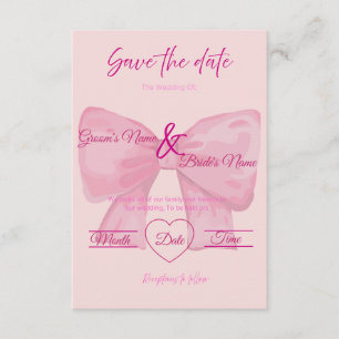 Elegante rosa Schleife "Save the Date" Hochzeit Einladung