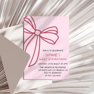 Elegante rosa Schleife Sweet 16 Geburtstag Einladung