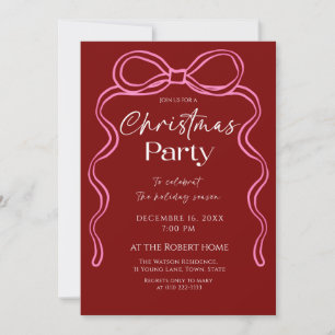 Elegante rosa Schleife Weihnachten Feierparty Einladung