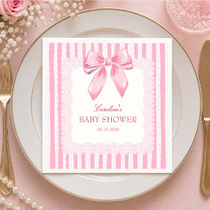 Elegante rosa Schleifen-Baby-Shower-Papier-Serviet Serviette