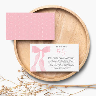 Elegante rosa Schleifen Bücher für Baby Baby Showe Begleitkarte