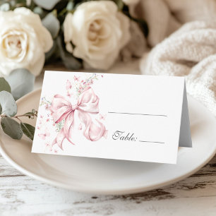 Elegante rosa Schleifen-Perlen-Blumen-Tisch Platzkarte