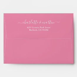 Elegante rosa Schrift Rücksendeadresse Hochzeit