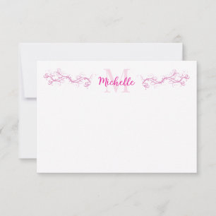 Elegante rosa Schriftrolle personalisiert Mitteilungskarte