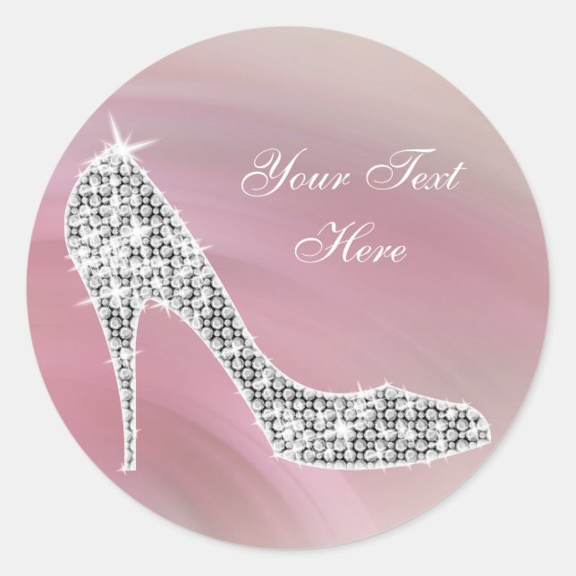 Elegante rosa Schuhkleber mit hoher Ferse Runder Aufkleber (Vorderseite)