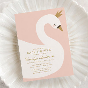 Elegante rosa Schwan-Baby-Party Einladung