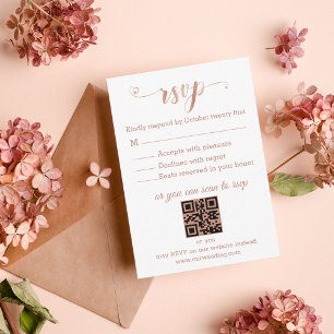 elegante rosa Script qr uAwg Hochzeit Mitteilungskarte