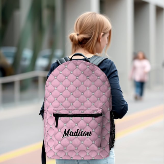 Elegante rosa silberne Imitate Glitzer Tropfen mit Bedruckter Rucksack (Von Creator hochgeladen)