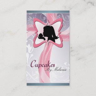 Elegante rosa Silhouette-Kuchen-Geschäfts-Karte Visitenkarte