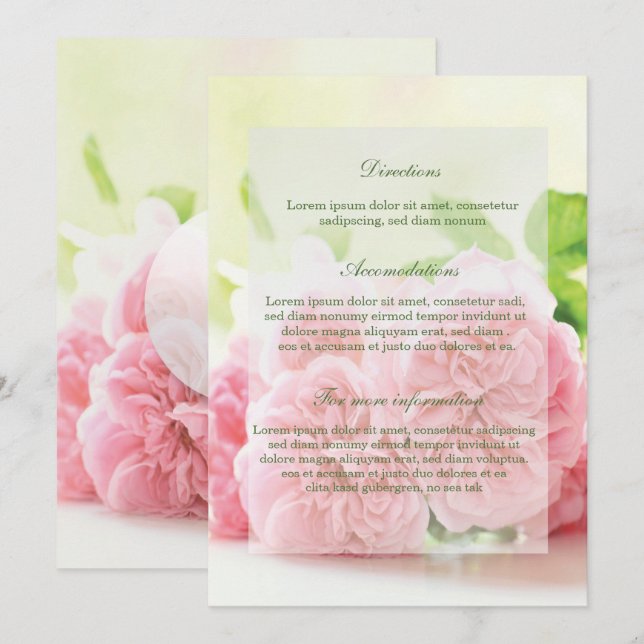 Elegante Rosa Sommer-Rose Hochzeiten Anfahrt Einladung (Vorne/Hinten)