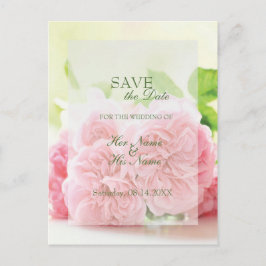 Elegante rosa Sommerhochzeit Rose retten Datum Ankündigungspostkarte