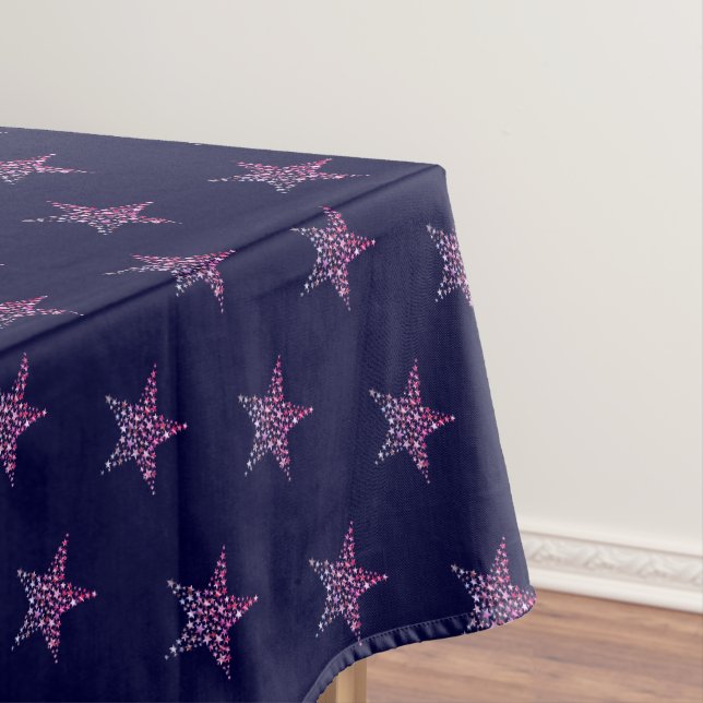 Elegante rosa Sparkle Stars auf der Marine Tischdecke (Beispiel)