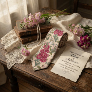 Elegante rosa Stockblume Krawatte